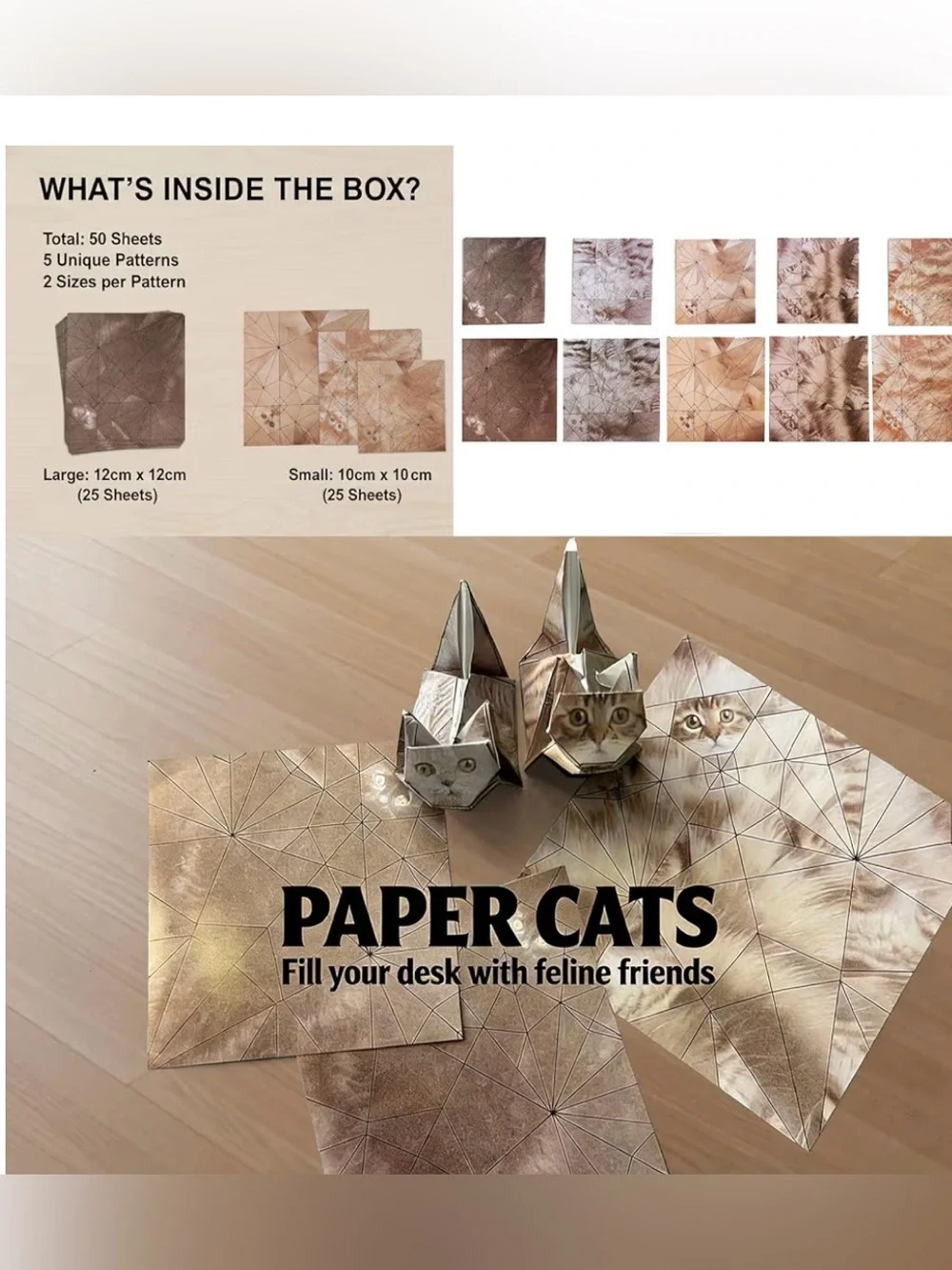 Fold Your Own Paper Cats Kit – Gray